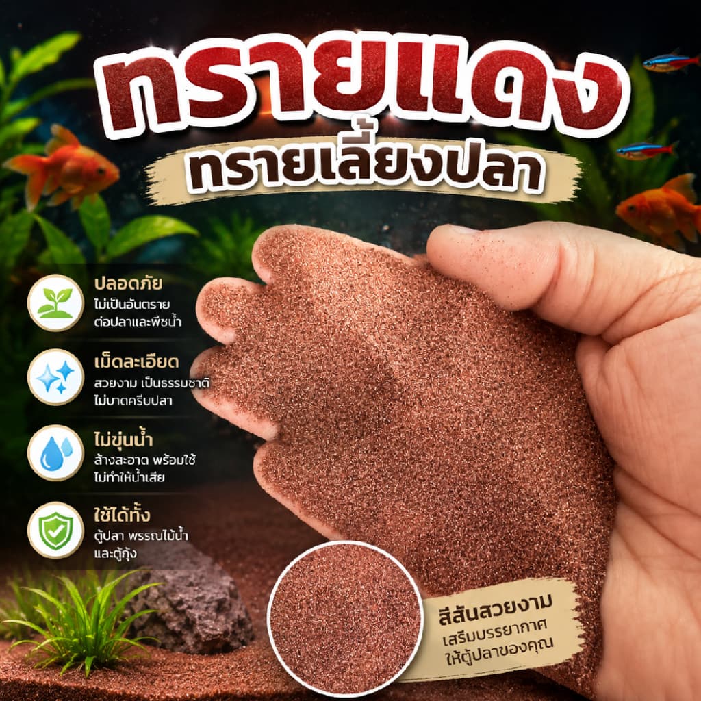ทรายแดง ทรายเลี้ยงปลา ทรายโกเมนสีแดง ทรายปูพื้น ทรายแดงละเอียด รูปที่ 1