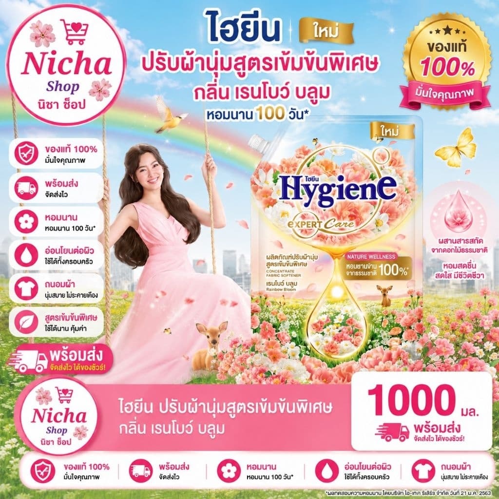 ไฮยีน ปรับผ้านุ่ม expert care 1000 มล. เลือกสีได้ รูปที่ 7
