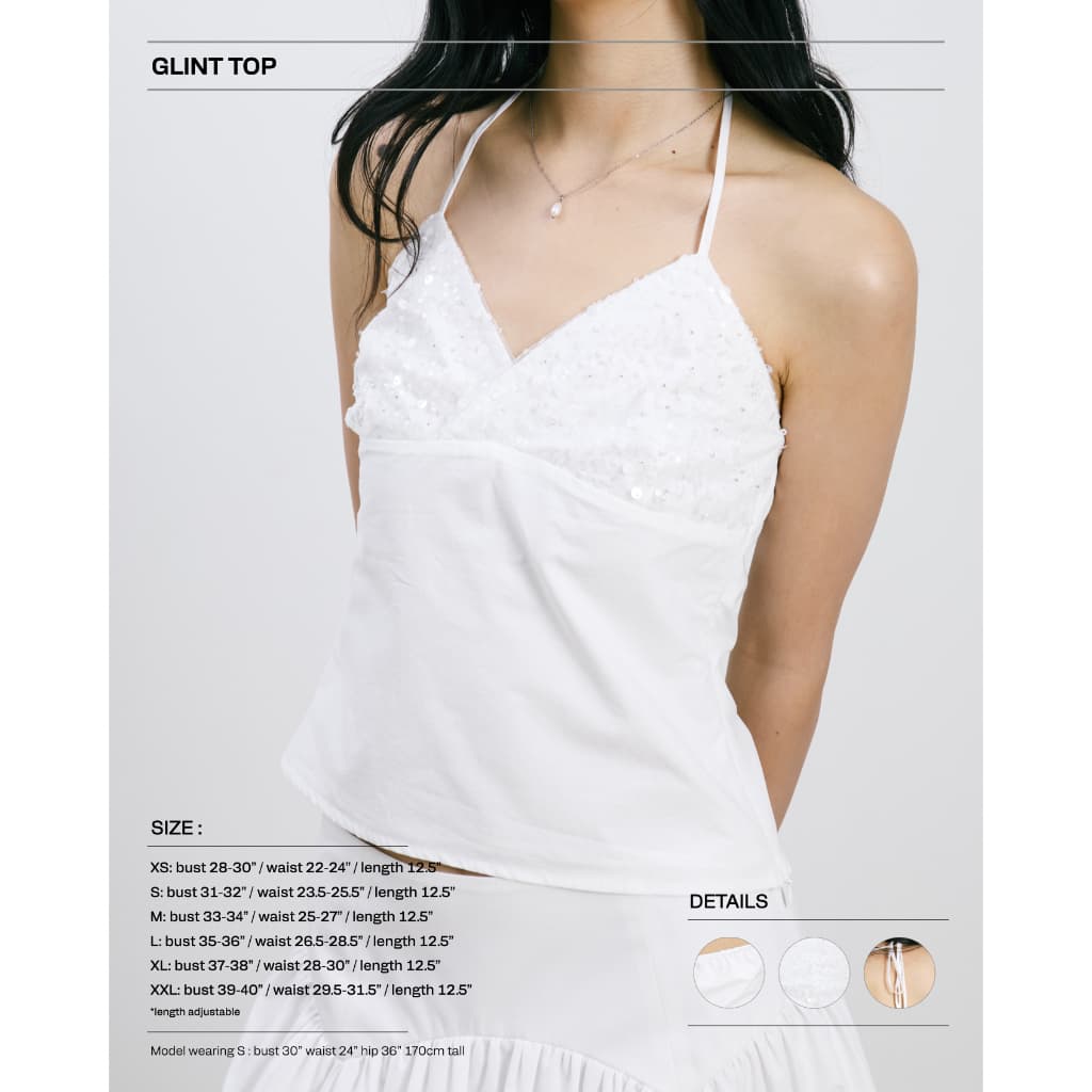 MELT.INMOMENTS Glint Cami Top สายเดี่ยวปักเลื่อมที่อก กลิตเตอร์ รูปที่ 8