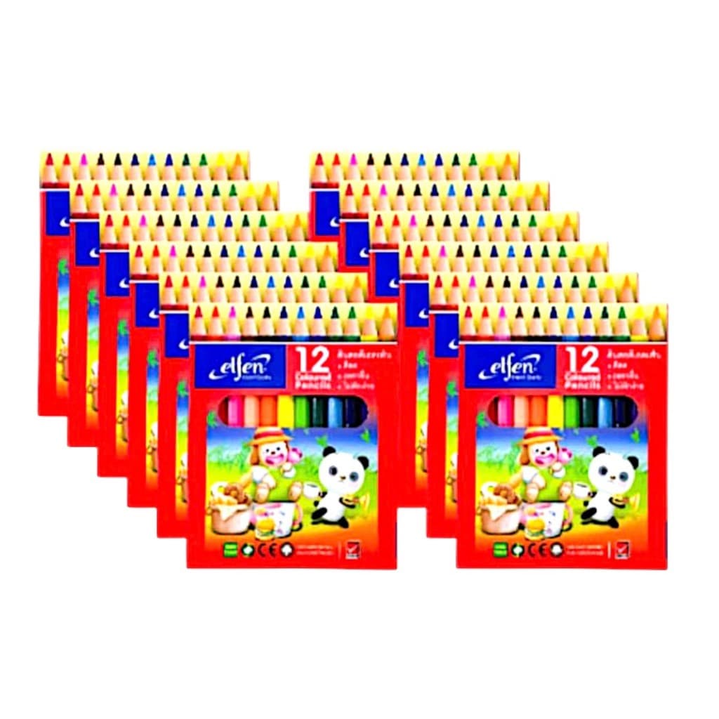 kidtuk เอลเฟ่นดินสอสีไม้ 12 สี Creative Color Pencils แบบสั้น ฟรีกบเหลา สีสันสดใส รูปที่ 5