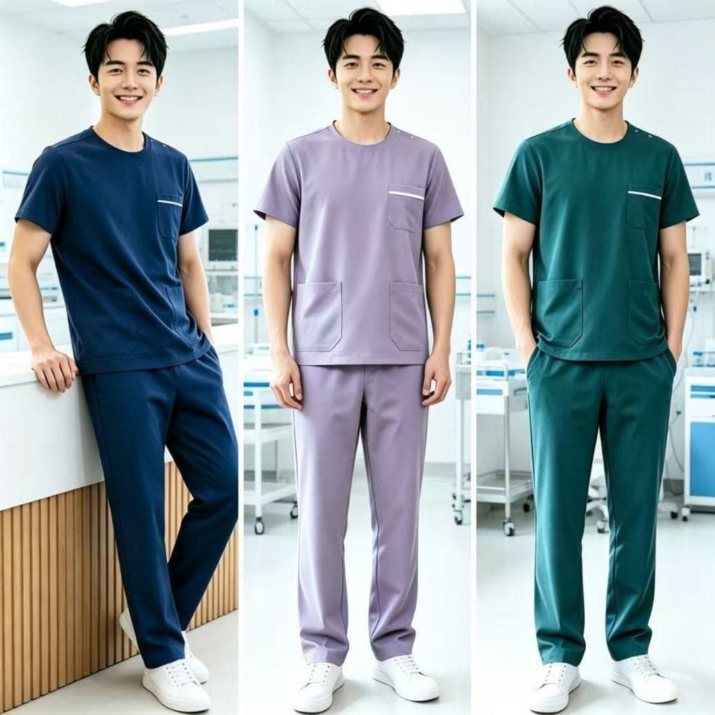 ชุดสครับคอวี ชุดห้องผ่าตัด ชุดสครับพยาบาล ชุดหมอ ชุดแพทย์ ชุดพยาบาล ชุดเข้าเวร ชุดบุคลากรทางการแพทย์ รูปที่ 3