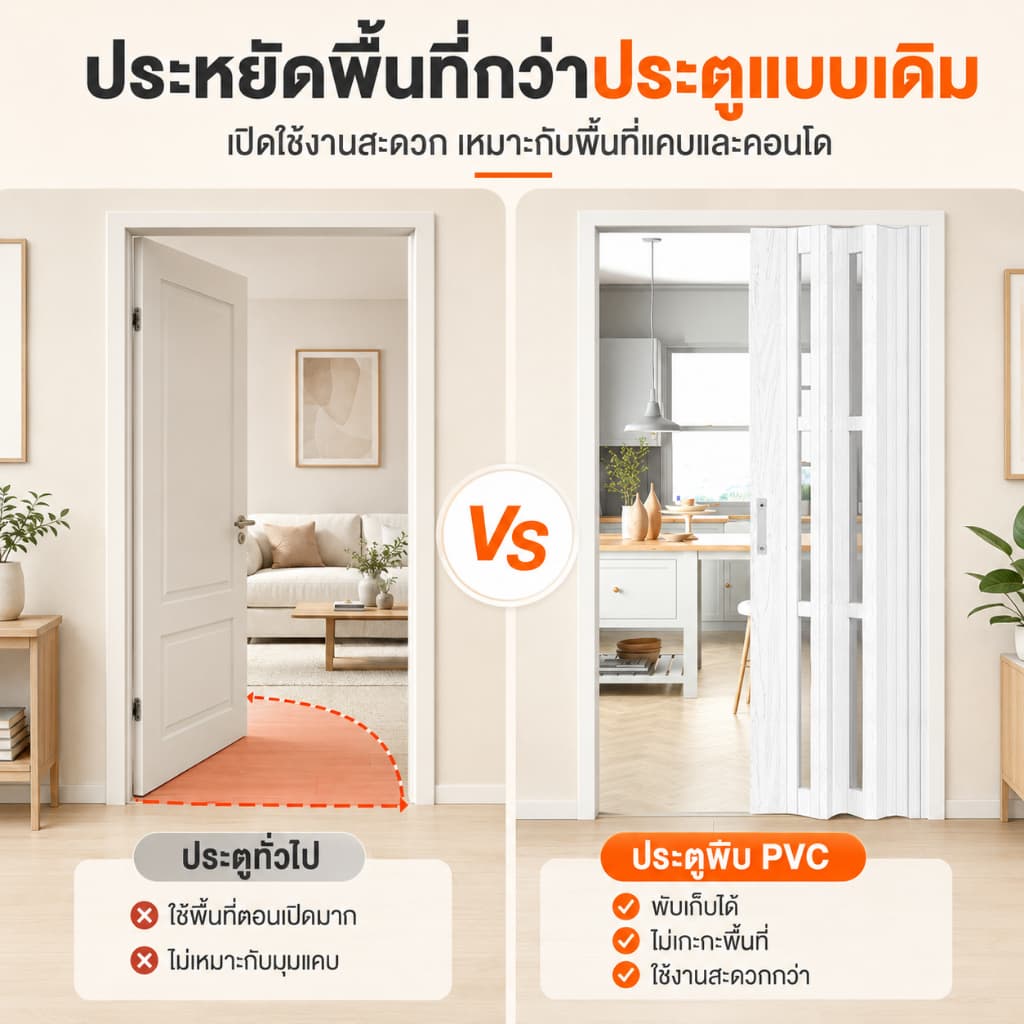 ประตูพับ PVC ฉากกั้นห้อง ประตูบานเลื่อน DIY ฉากกั้นเครื่องปรับอากาศ ห้องครัว ห้องน้ํา ฉากกั้นระเบียง รูปที่ 6