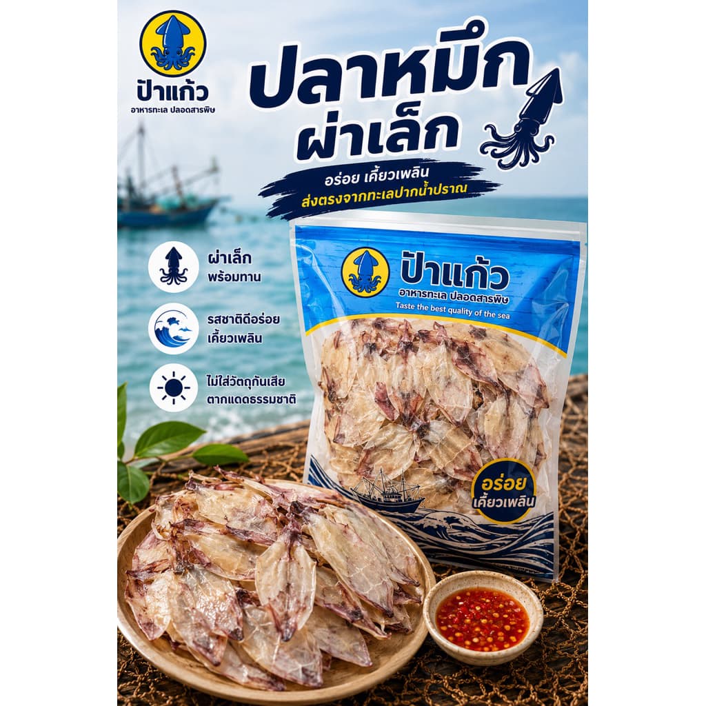 ปลาหมึกผ่าเล็ก หมึกผ่าร่วง กรอบอร่อย กินเพลิน ทอดง่าย ปิ้งง่าย ไม่เค็ม ตากแดดธรรมชาติ รูปที่ 1