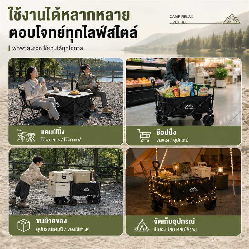 รถเข็นขายของ แข็งแรง พับได้ ลูกปืนยางตัน 10นิ้ว รับน้ำหนัก 500KG พร้อมล็อค เหมาะตลาดนัด สะดวกสบาย รูปที่ 8