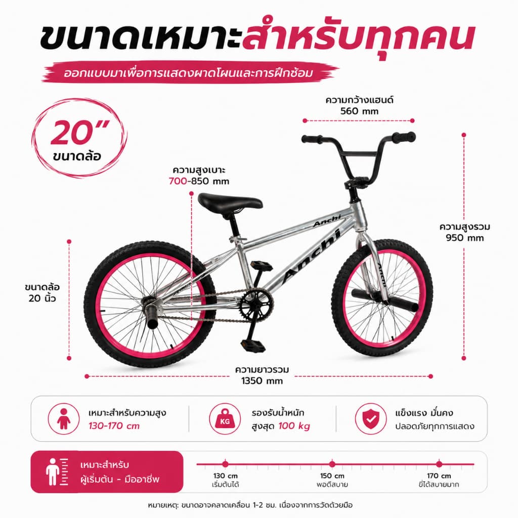 จักรยาน BMX ANCHI คาร์บอน แข็งแรง เบา ทรงสวย สำหรับสตรีท และการแสดง รูปที่ 8