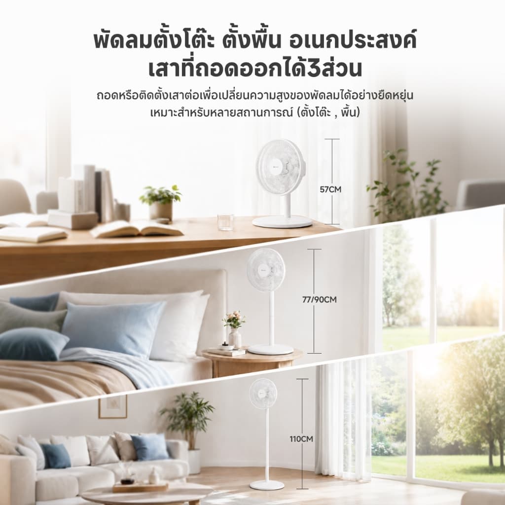 Simplus พัดลมตั้งโต๊ะ ตั้งพื้น อเนกประสงค์ ใบพัดลม 2 ชั้น ลมธรรมชาติ เงียบและประหยัดพลังงาน ความเร็วลม 3 ระดับ DFSH009 รูปที่ 5