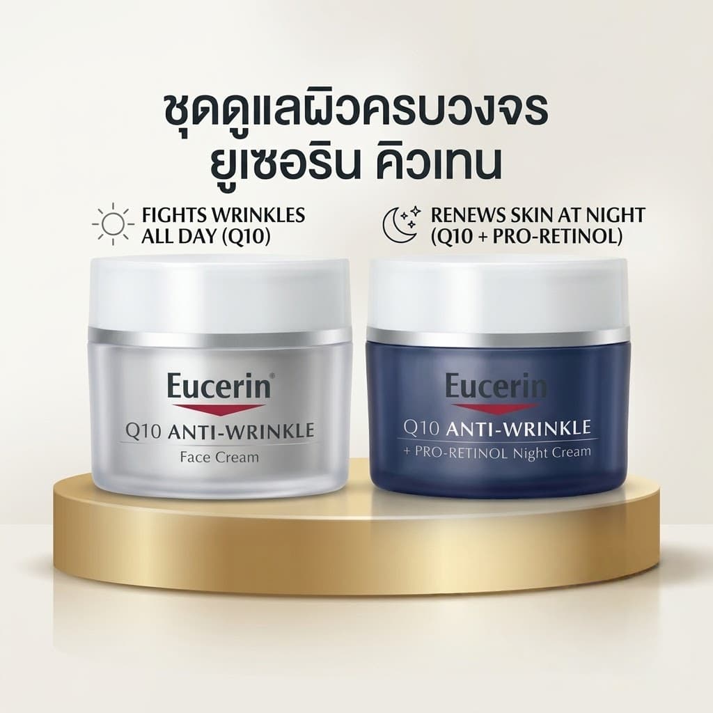 Q10 Anti-Wrinkle Set Day & Night Cream ครีมลดเลือนริ้วรอย บำรุงผิวหน้า เข้มข้น ผิวแพ้ง่ายใช้ได้ 50ml รูปที่ 1