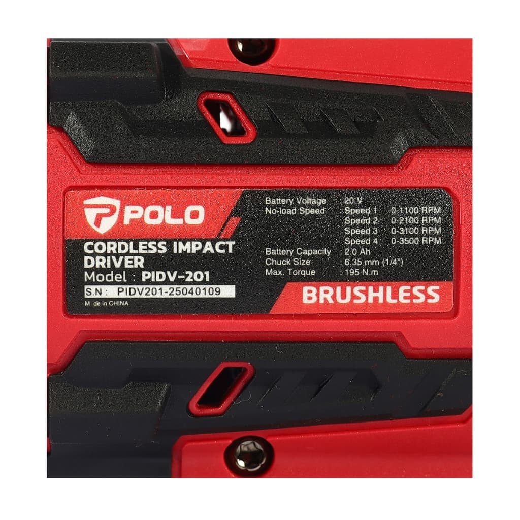 POLO 20V ไขควงกระแทก รุ่น PIDV-201-B2 แรงบิดในการขันเข้า 195 N.m. ดอกไขควง 1/4 นิ้ว รับประกัน1ปีเต็ม รูปที่ 6