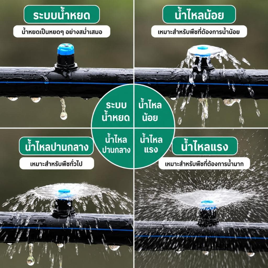 หัวน้ำหยด สปริงเกอร์หัวสีฟ้า ละอองน้ำรอบทิศทาง และปรับความแรงน้ำได้ 50, 100, 200, 300 ชิ้น รูปที่ 4
