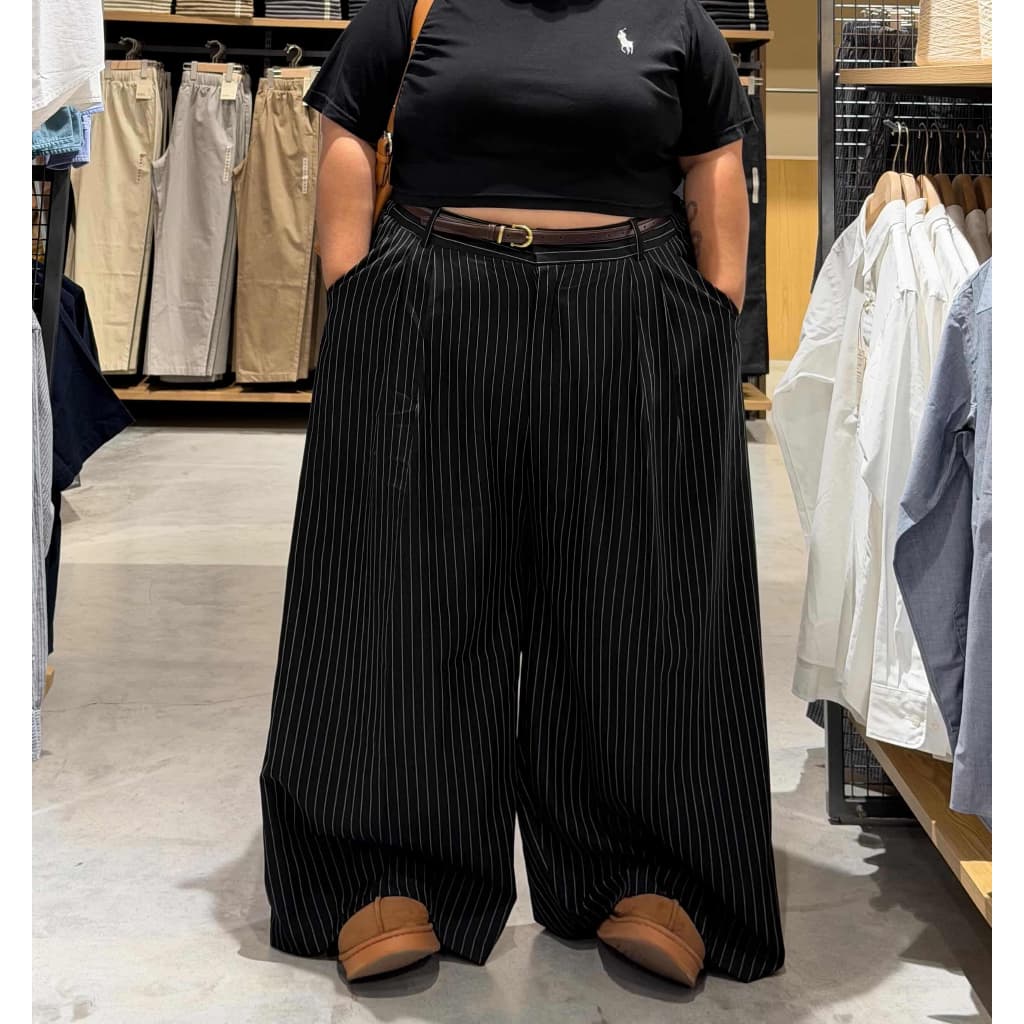 HEAVEN.ELITE BAGGY PANTS กางเกงขายาวทรงกระบอกใหญ่ทรงหลวม สไตล์เกาหลี ดีไซน์สวยหรู ดูมีสไตล์ เอว28-52 รูปที่ 5