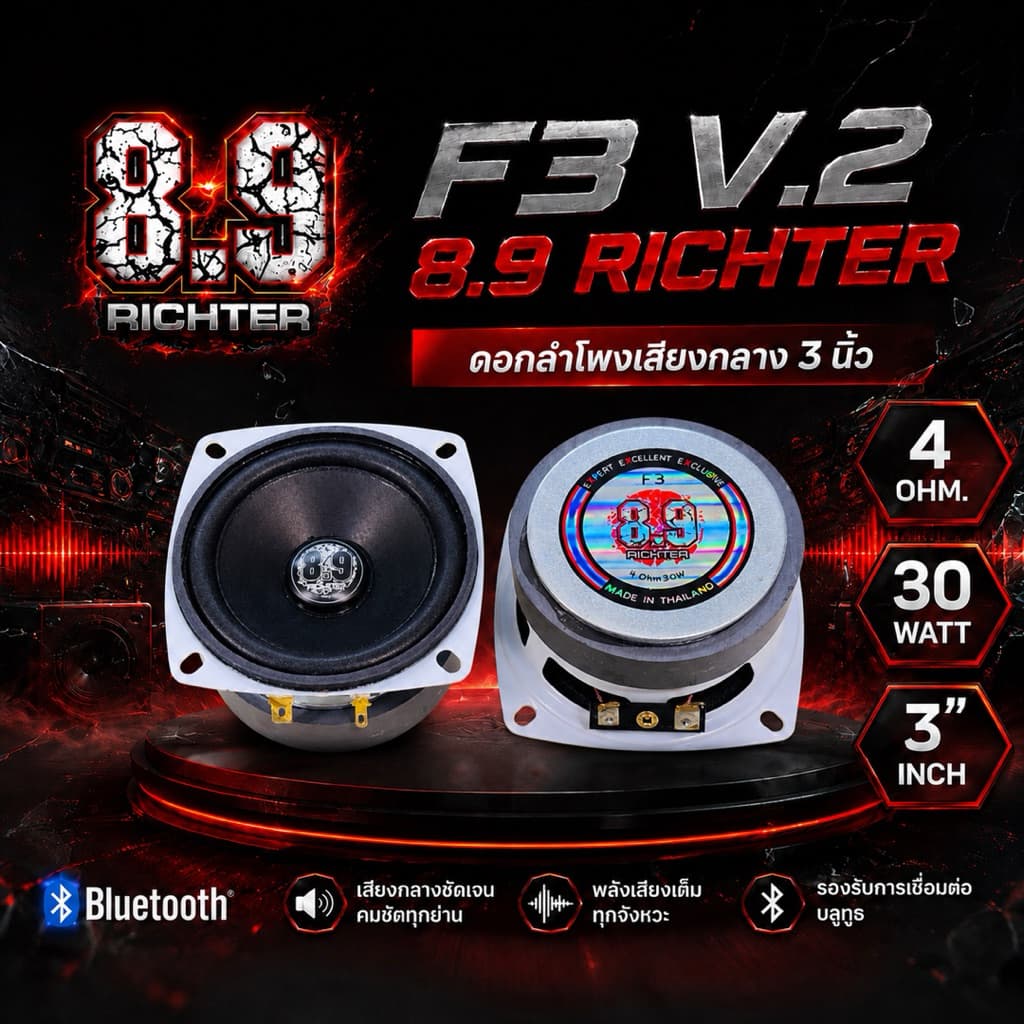 ดอกลำโพงเสียงกลาง 3 นิ้ว 4 โอม 30 W F3 8.9 ริกเตอร์ V.2 ดอกลำโพงบลูทูธ รูปที่ 5