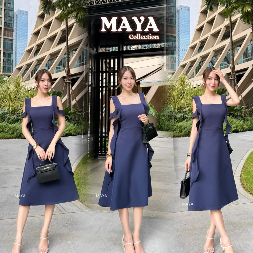 เดรสสั้นไปงาน ชุดไปงาน s-3xlผ้าอัดกาวอยู่ทรงสวย MAYA ดูแพง G153 สะโพกฟรี รูปที่ 9