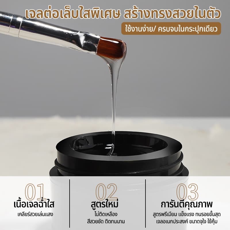 Nawoelite สีทาเล็บเจล เล็บเจล เจล เจลต่อเล็บ 3 in 1 เจลสร้างโครงเล็บมืออาชีพ ใสวาวเหมือนเรซิ่น แข็งแรงไม่ย้วย รูปที่ 2