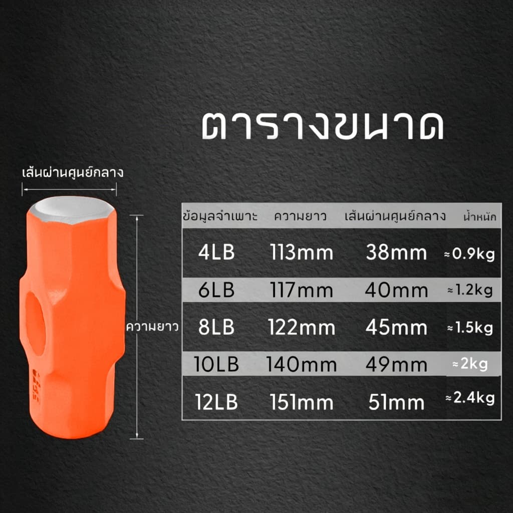 Autoview หัวค้อน น้ำหนัก4/6/8/10/12 ปอนด์ รูปที่ 4