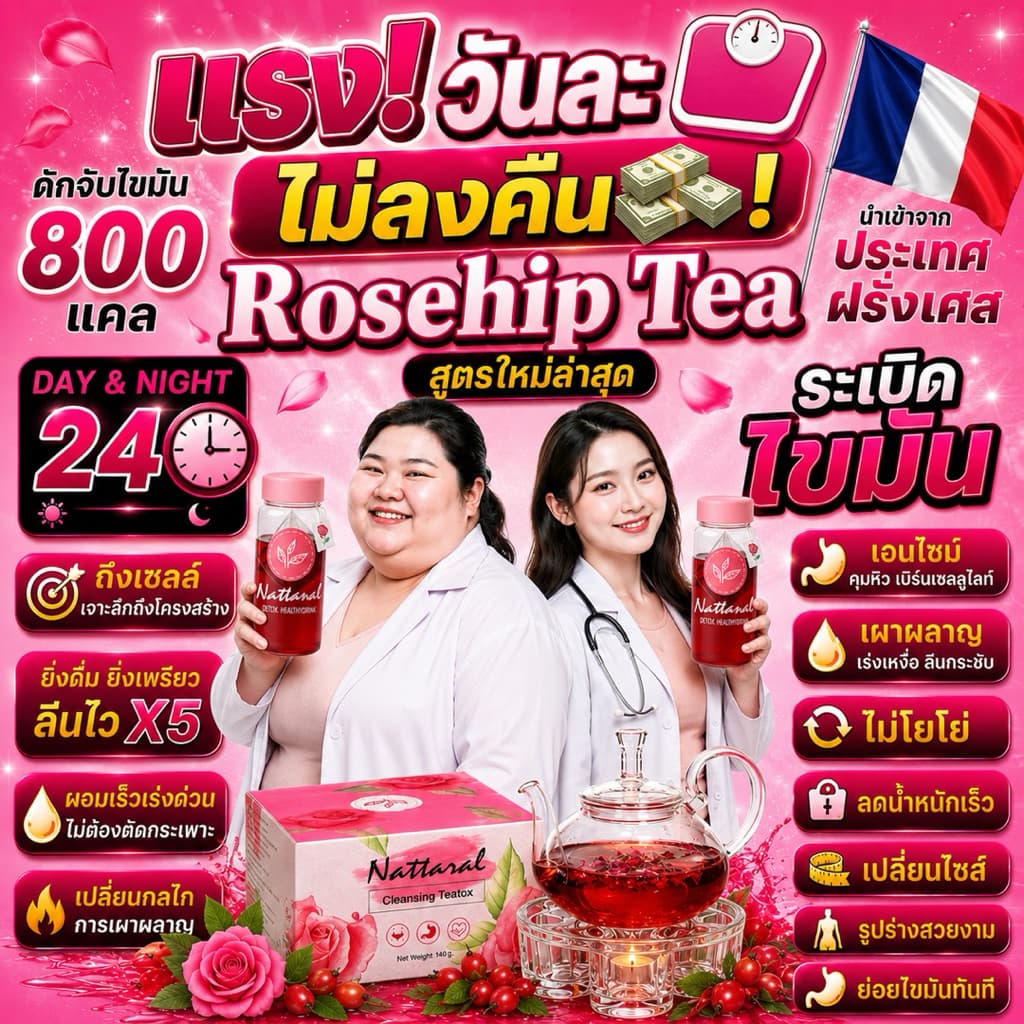 คอร์ส10วัน 1แถม1 ลด4-8nn. ไม่เห็นผลคืนเงิน เข้มข้นX5 Rosehip ชาออร์แกนิก ลดไขมันใหม่ล่าสุด มีอย. รูปที่ 1