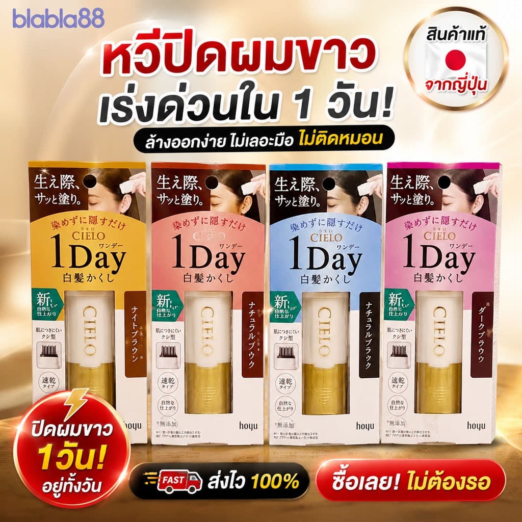 Hoyu Cielo 1 Day Hair Color Comb — หวีปิดผมขาวแบบวันเดียวจบ ปิดเนียนทันที รูปที่ 1