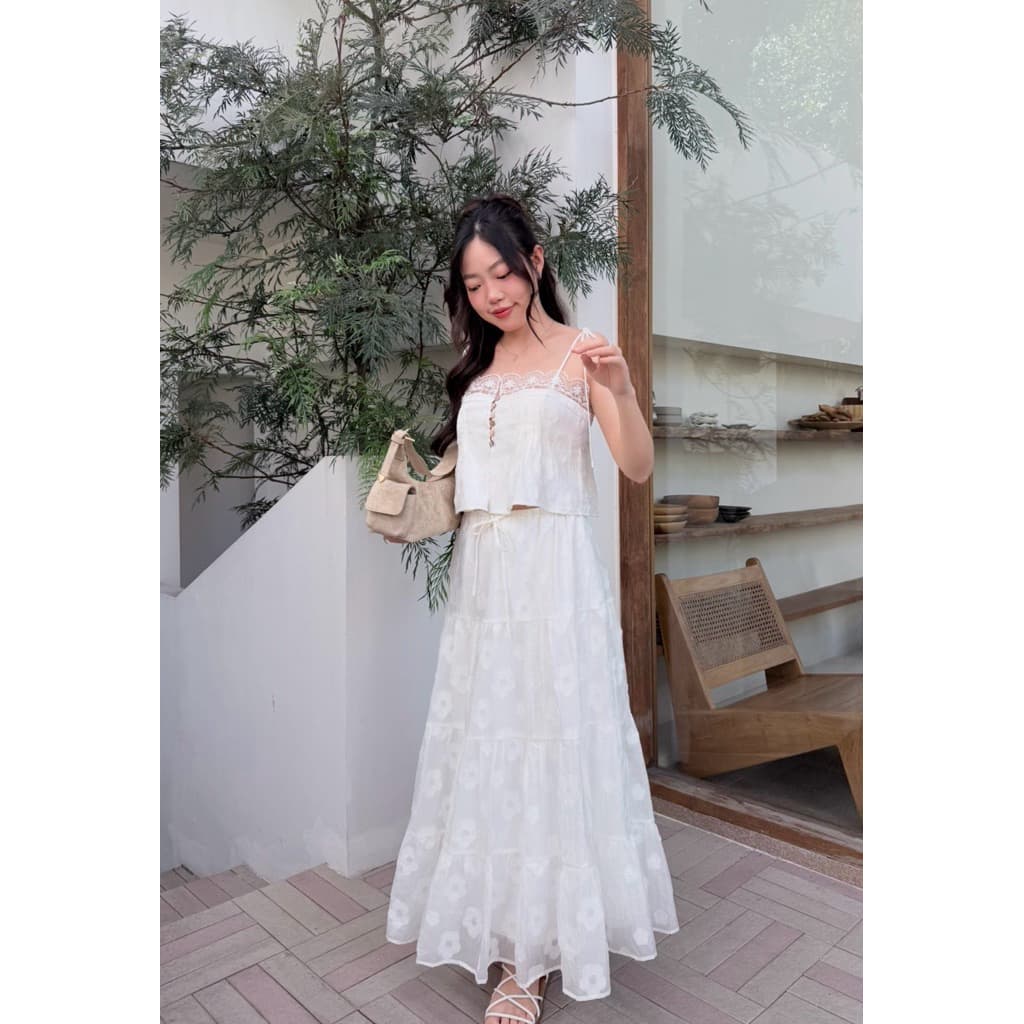 TheBlancPale : Oren skirt กระโปรงระบาย ชั้นๆ ผ้าไม่ยับ กระโปรงผ้าไม่ต้องรีด รูปที่ 2