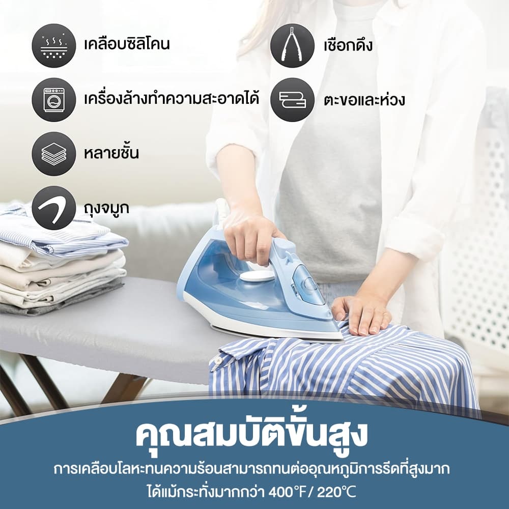 ผ้าคลุมโต๊ะรีดผ้า กันความร้อน 3 ชั้น ผ้ากันไฟ ปรับขนาดได้ ใช้ได้ทั้งบ้านและโรงงาน รูปที่ 2