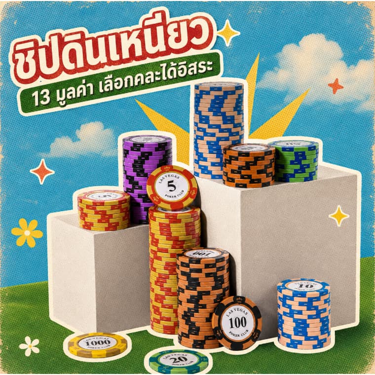 20 ชิ้น/ชุด ชิปดินเหนียวคุณภาพดี น้ำหนัก 14 กรัม/ชิ้น เหมาะสำหรับเล่นสนุกในครอบครัว งานปาร์ตี้ รูปที่ 8