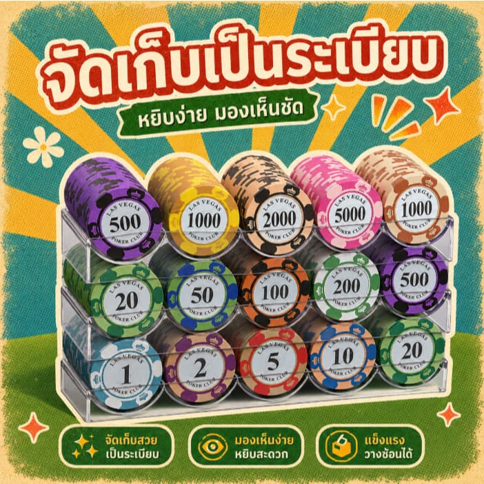 20 ชิ้น/ชุด ชิปดินเหนียวคุณภาพดี น้ำหนัก 14 กรัม/ชิ้น เหมาะสำหรับเล่นสนุกในครอบครัว งานปาร์ตี้ รูปที่ 7