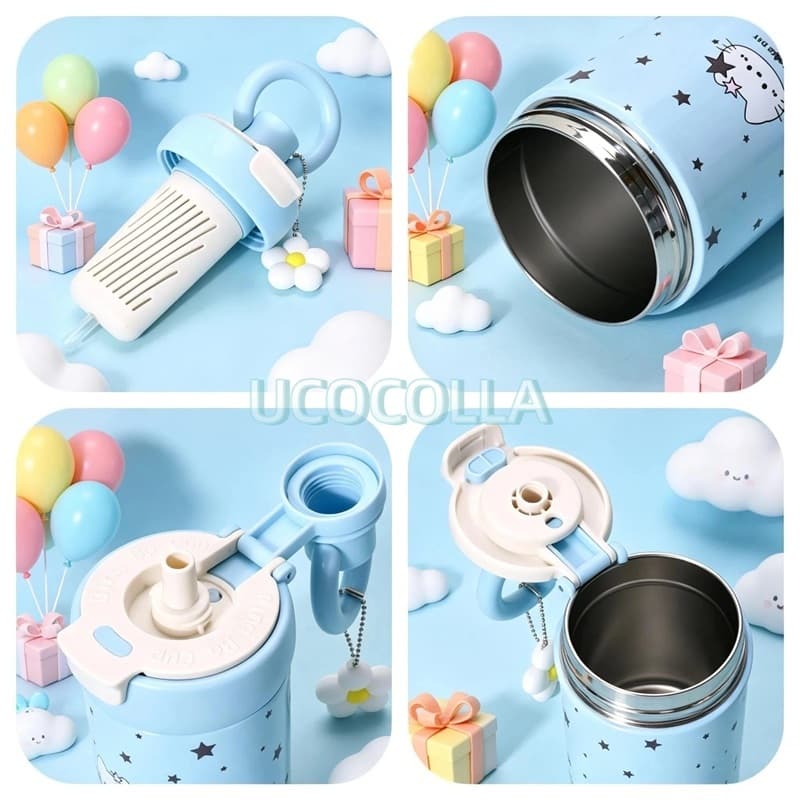 UCOCOLLA 550ml ลวดลายน่ารัก แก้วเก็บความเย็นสแตนเลส เก็บความร้อนและเย็นได้ มาพร้อมหูจับและหลอดดูดน้ำ รูปที่ 8