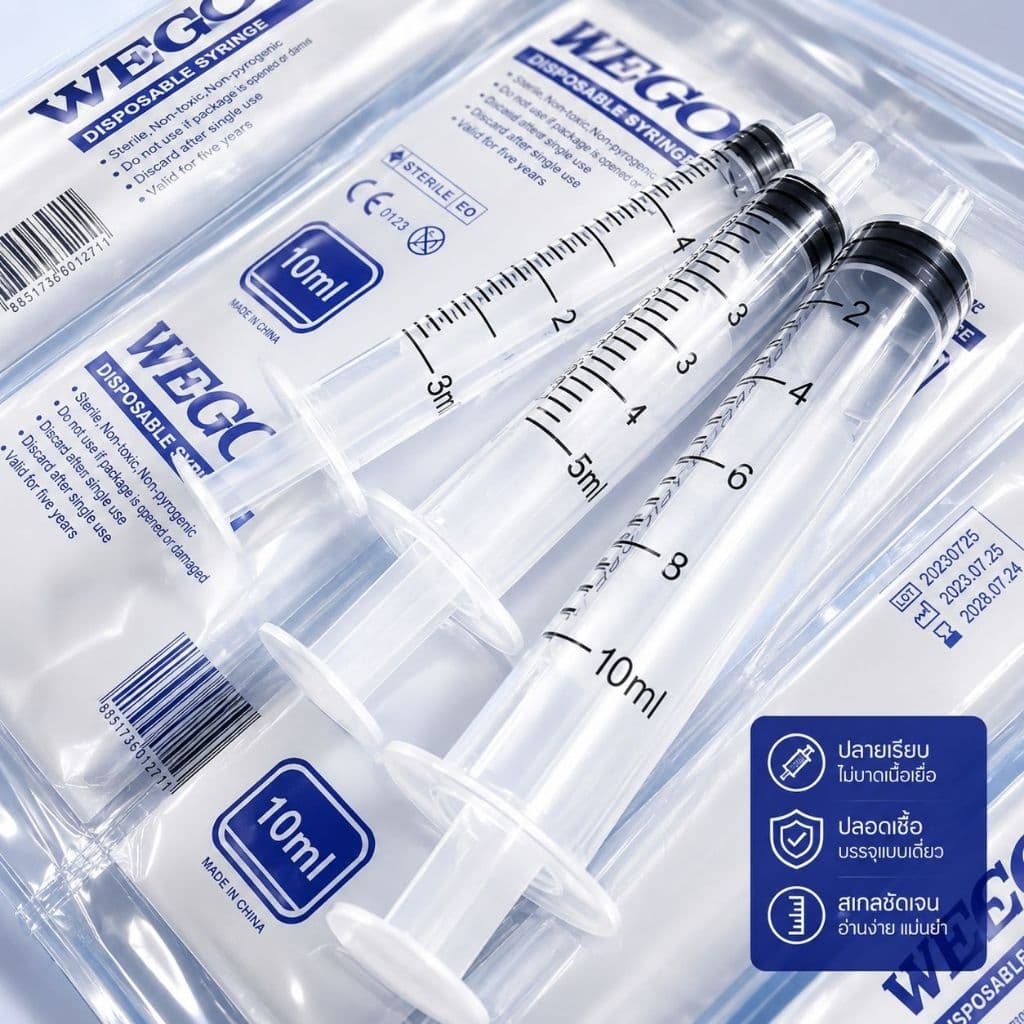 ไซริงค์ ไซริ้ง 3ml, 5ml, 10ml, 20ml Syringe กระบอกฉีดยา ล้างจมูก WEGO รูปที่ 2