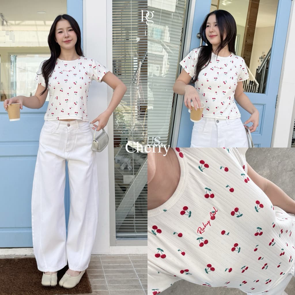 RICHYGIRL | Gina top เสื้อยืด Baby tee ทรงสวยสลิมฟิตเข้ารูปพอดีตัว เนื้อผ้ายืดหยุ่น ปักโลโก้กลางอก รูปที่ 2