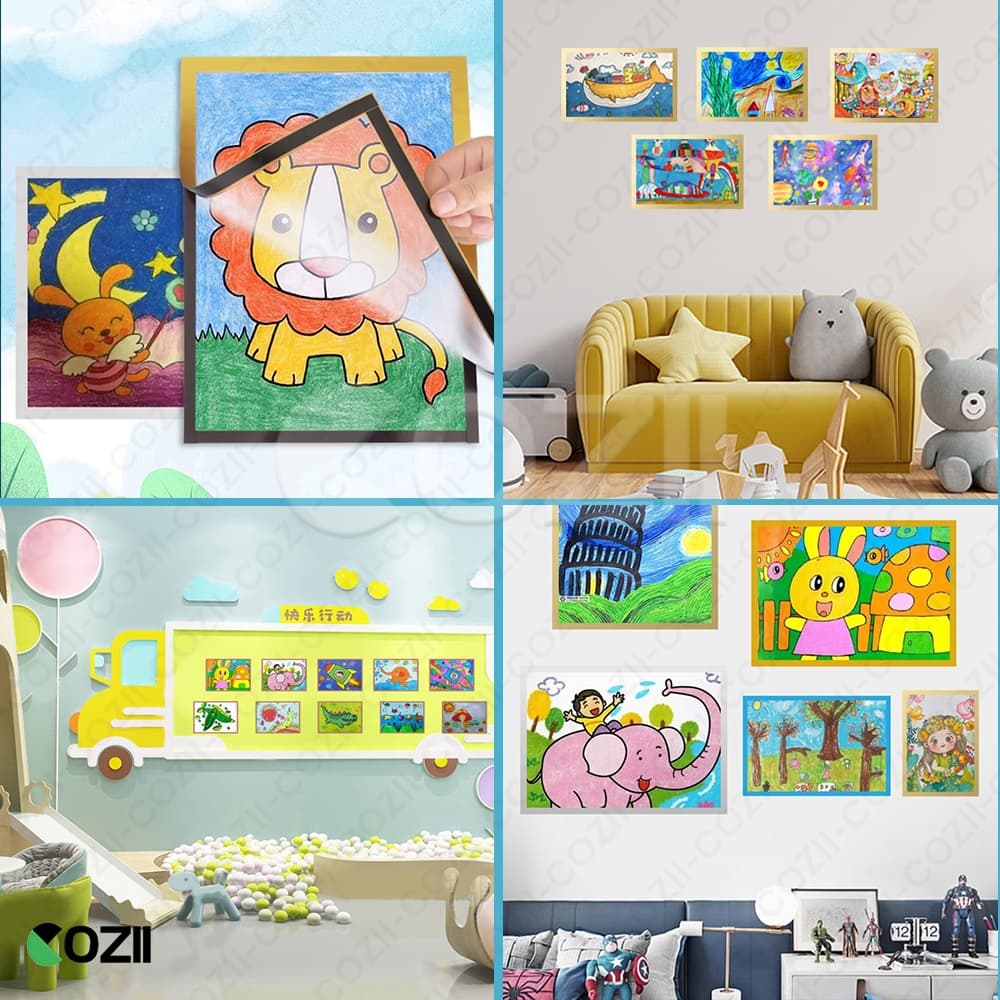 กรอบป้ายติดผนัง กรอบรูป A4 10pcs ป้ายติดผนัง ซองใส่เอกสาร ขอบแม่เหล็ก ขนาด แบบไม่เจาะ มีกาวในตัว กรอบรูปมินิมอลติดผนัง รูปที่ 5