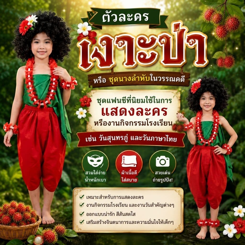 ชุดนางในวรรณคดี ชุดไทยการแสดง เรียกแมสได้ ขุนแผน วันทอง พระอภัยมณี นางเงือก ชุดฤาษี ชุดเงาะป่า รูปที่ 5