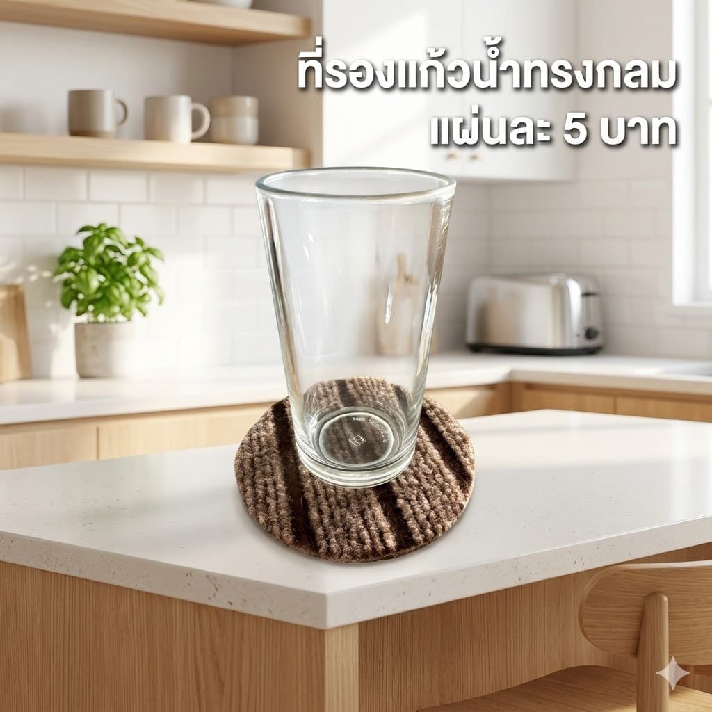 Q house ที่รองแก้วน้ำ ทรงกลม แผ่นละ 5 บาท ที่รองแก้ว ที่รองชามเล็ก รูปที่ 1