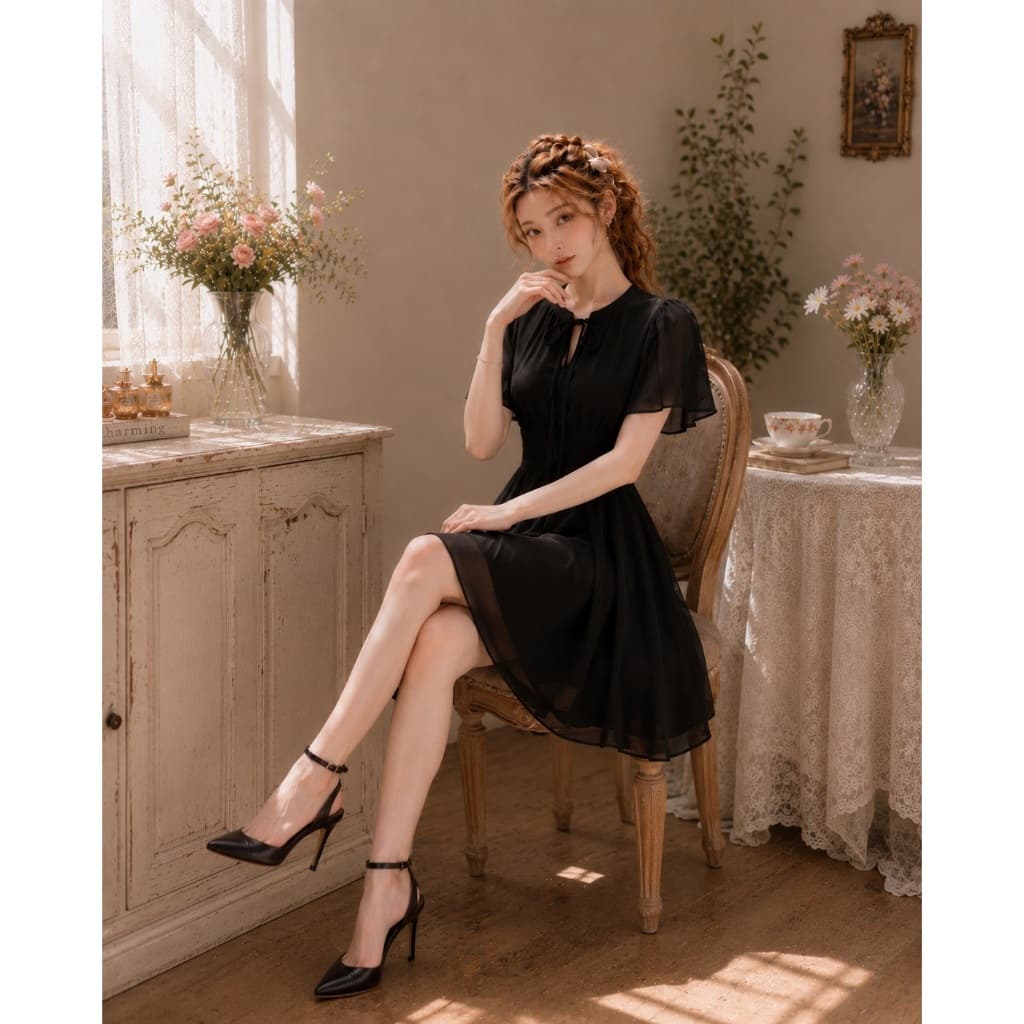 DR0497 LABELLE รุ่น Sammie Dress เดรสสั้นทำงาน เดรสน่ารัก รูปที่ 3