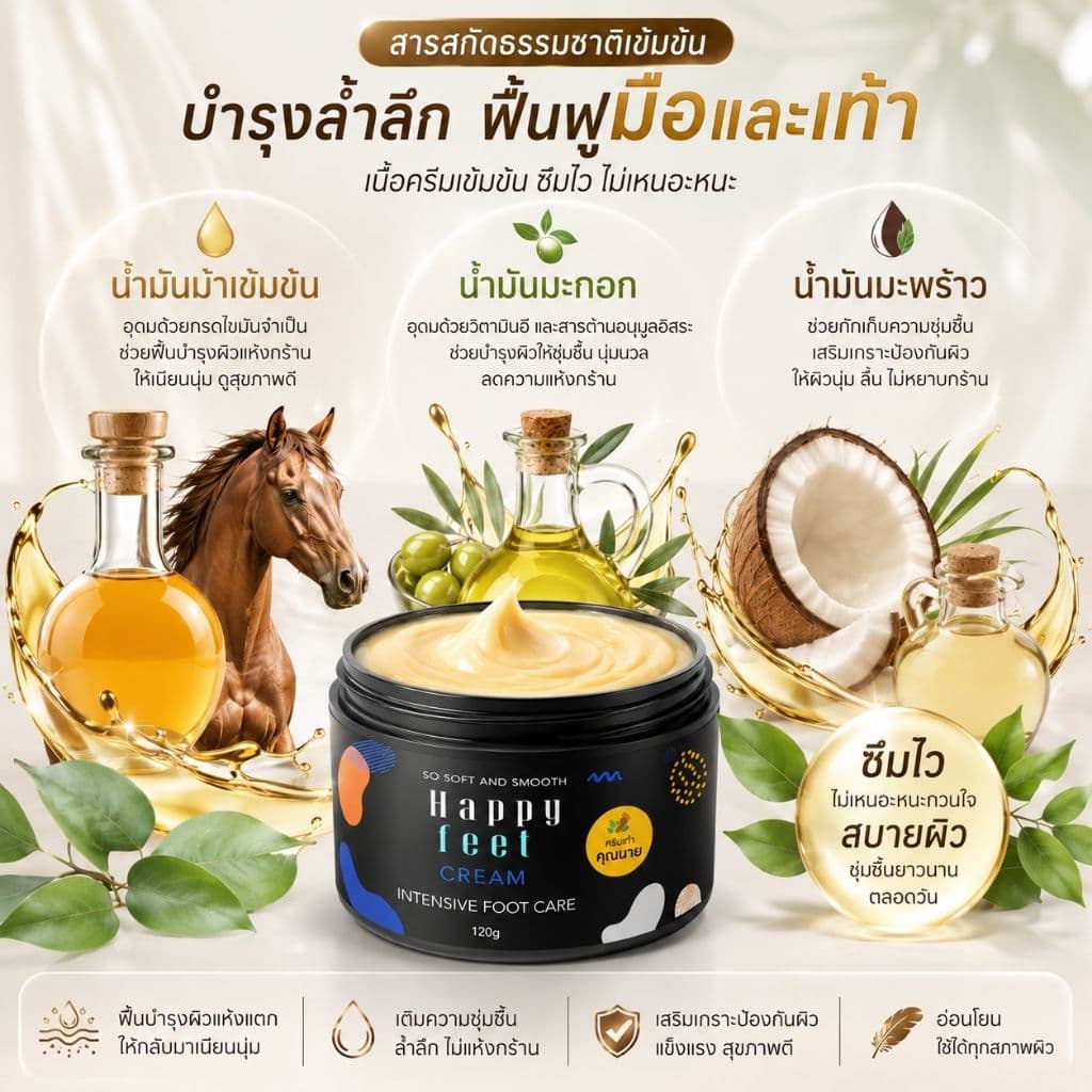 ครีมเท้าคุณนาย Happy Feet Cream ครีมเท้าขาว แพคเกจใหม่ รูปที่ 6