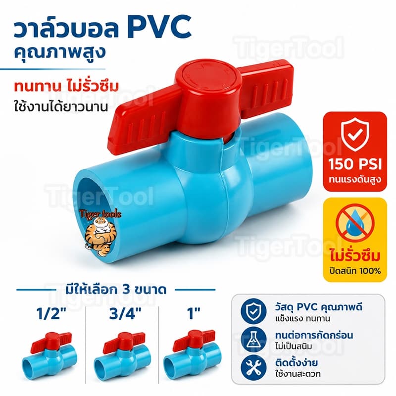 ถูกที่สุดมาดามก๊อก บอลวาล์ว​ PVC-U​ แบบสวม​ ผลิตจากวัตถุดิบที่มีคุณภาพ ทนทานต่อการใช้งาน รูปที่ 2
