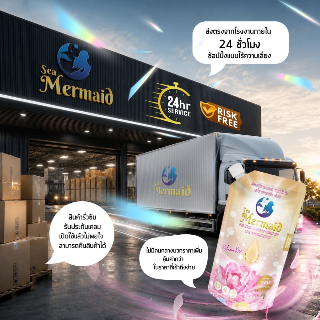ใหม่! Sea Mermaid น้ำยาซักผ้า 450 มล.x5 กลิ่น Blossom Kiss สะอาดหอม สูตรเข้มข้น หอมพรีเมี่ยม ไม่ง้อแดด รูปที่ 6