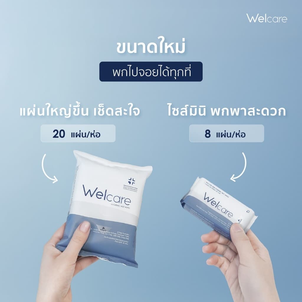 ทิชชู่เปียก Welcare Mini Hygienic Wet Wipes 8 ห่อ/แพ็ก ทำความสะอาดผิว สูตรไฮจีนิคไวพส์ รูปที่ 4