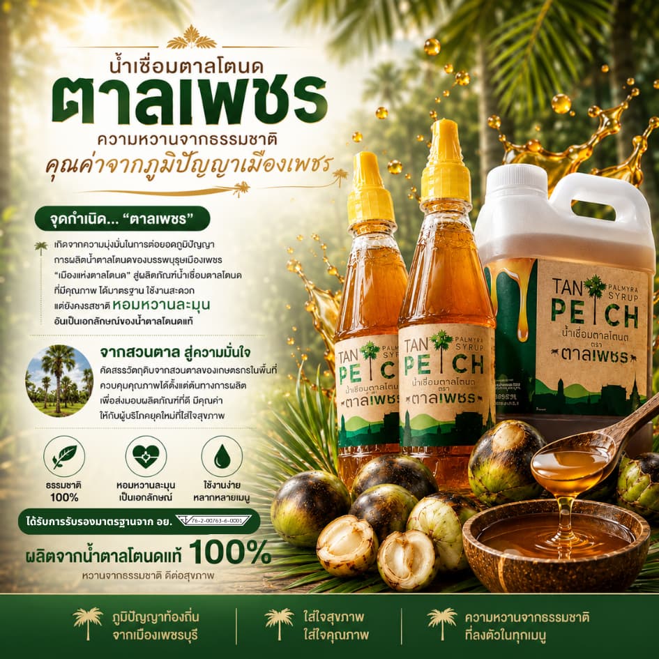น้ำตาลโตนดแท้ 100% ไซรัปน้ำตาลโตนด ตาลเพชร สำหรับกาแฟ มัทฉะ ชานม ขนม เบเกอรี่ จากเพชรบุรี รูปที่ 2