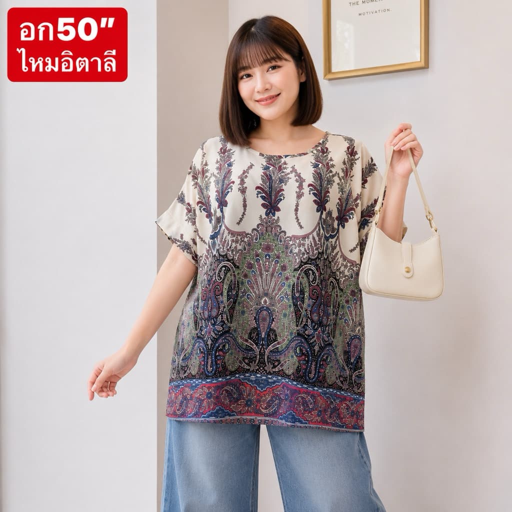 อก50“ คอกลม เสื้อผ้าสาวอวบ ไซส์ใหญ่ รูปที่ 7