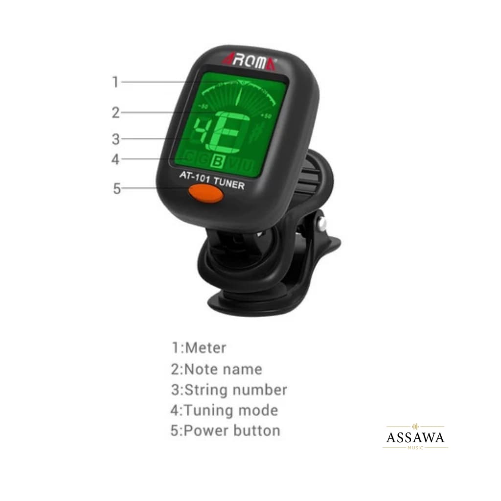 AROMA เครื่องตั้งสายกีตาร์ รุ่น AT101 หรือ AT-01A จูนเนอร์ Tuner AT-101 เครื่องตั้งสาย กีต้าร์ เบส อูคูเลเล่ ไวโอลิน รูปที่ 4