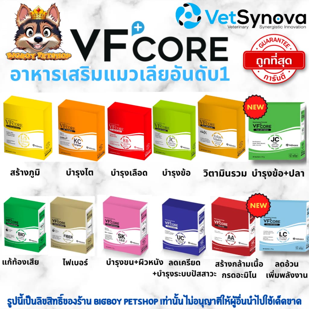 !!ยกกล่อง ถูกมากๆ!! VFcore อาหารเสริมสำหรับแมว ขนมแมวเลีย ไลซีน, บำรุงเลือด, บำรุงข้อต่อ 30ซอง/กล่อง