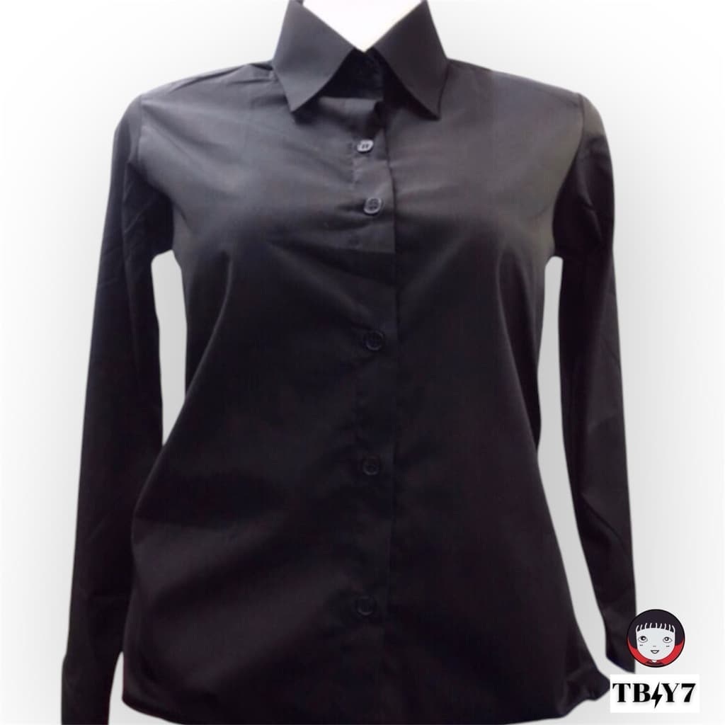 เสื้อเชิ้ตสีดำแขนยาวผู้หญิง/เข้ารูป Size :S-4XL รูปที่ 6