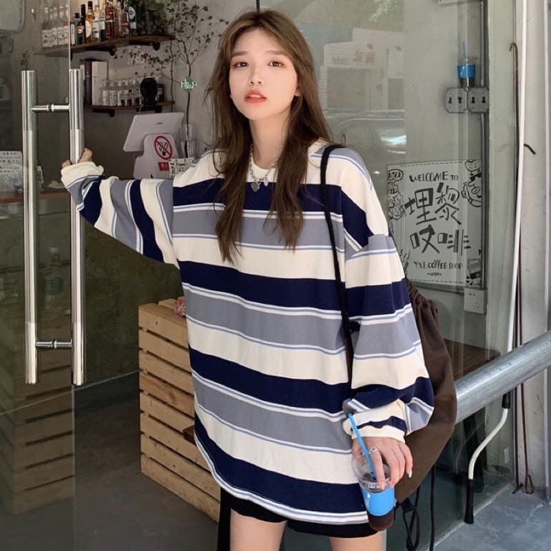เสื้อยืดแขนยาวลายอิฐ เสื้อยืดแขนยาวลายวัว เสื้อยืดไซส์ใหญ่ผู้หญิงคนอ้วน oversized รูปที่ 4