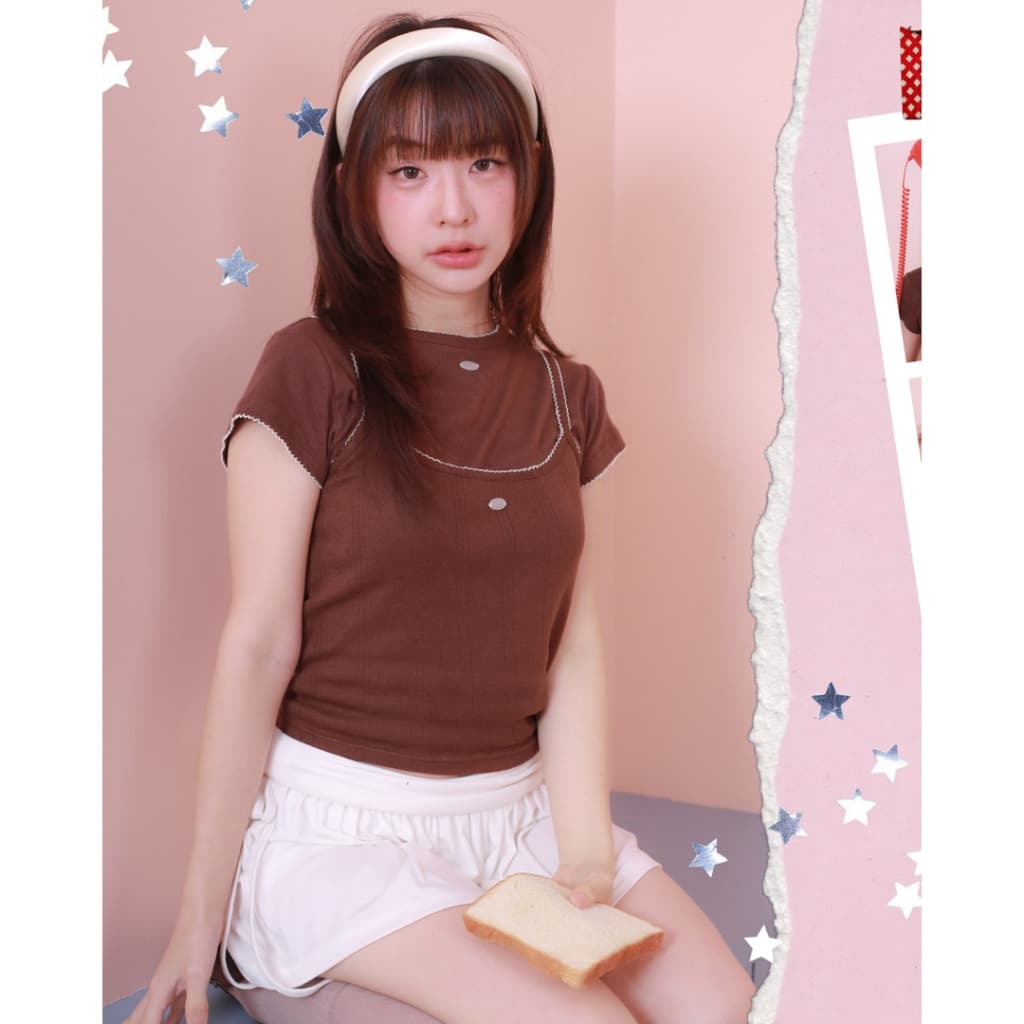 kome.offi เสื้อยืดหยักแขน รุ่น lindi t-shirt รูปที่ 2