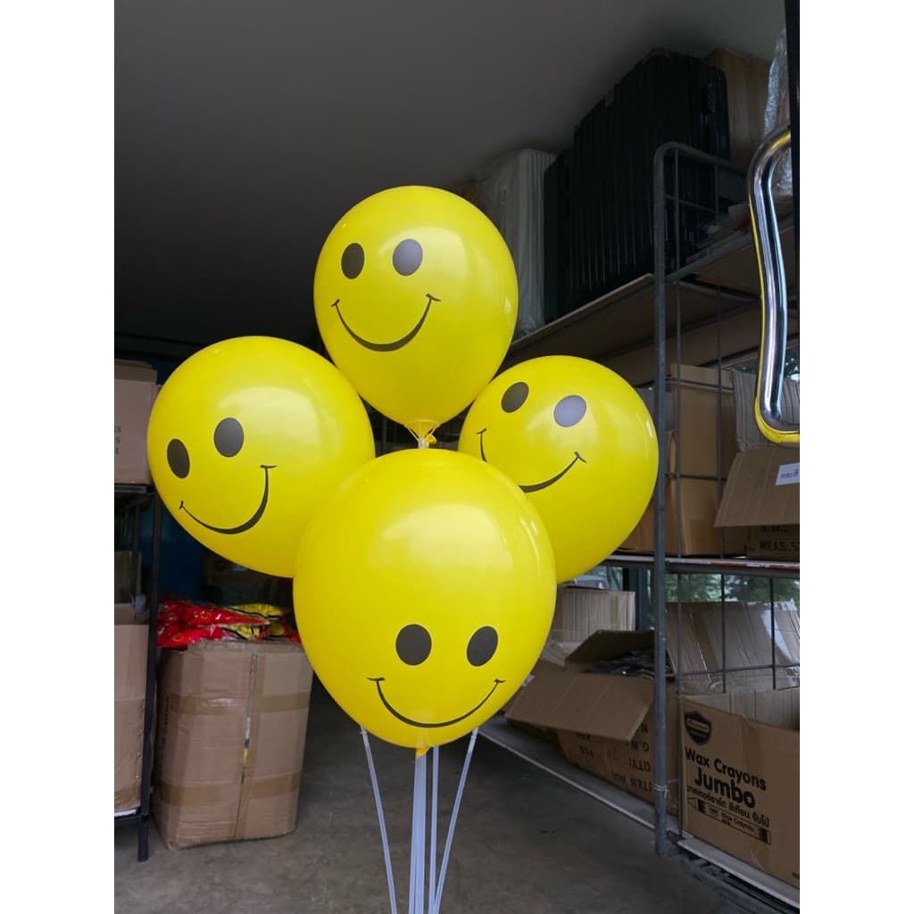 ลูกโป่งสีเหลืองลายหน้ายิ้มมุมปาก 12 นิ้ว 100 ลูก/ห่อ สุดน่ารัก สีเหลืองสดใส จากโรงงาน รูปที่ 8