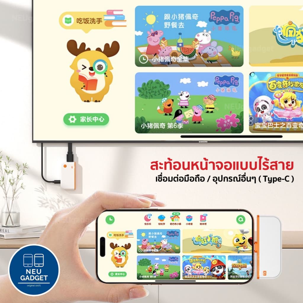 อุปกรณ์แชร์หน้าจอไร้สาย 1080P HDTV to Type-C HDMI Wireless Transmitter Receiver รับสัญญาณถึง 50เมตร รูปที่ 8