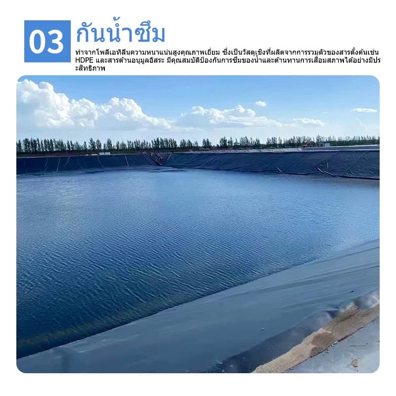 พลาสติกปูบ่อ ฟิล์มบ่อปลา ผ้ายางปูบ่อปลา HDPE เสริม UV ทนทาน50ปี ออกแบบและทดสอบโดยวิศวกร รูปที่ 5