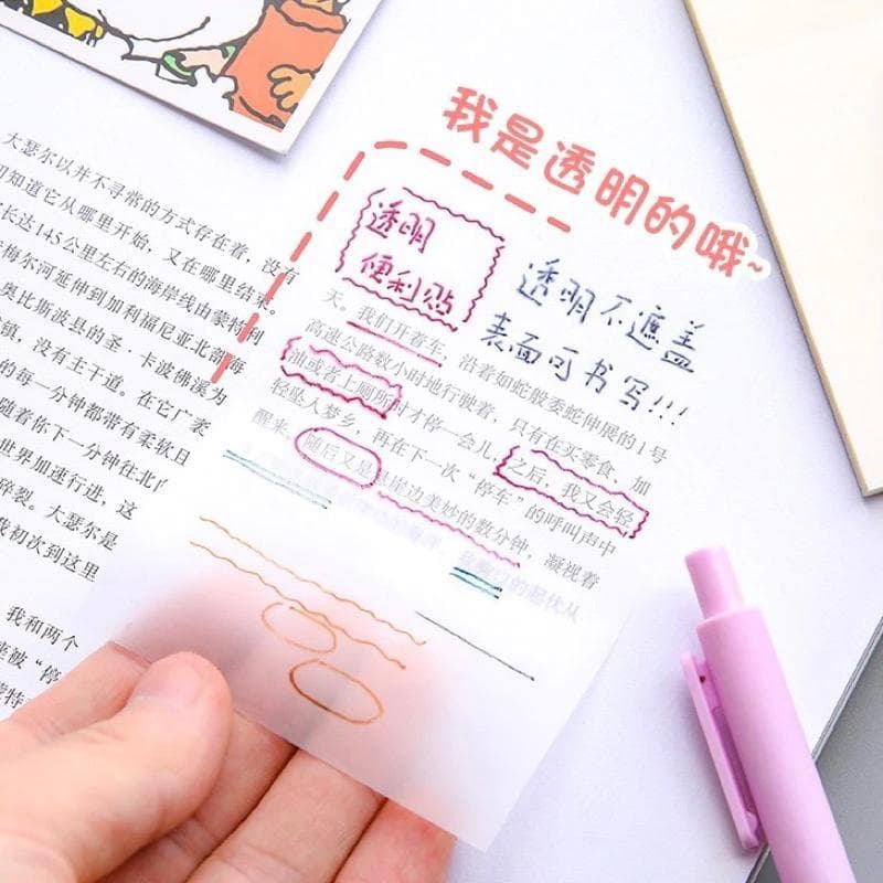 กระดาษโน้ตโปร่งใส 50 แผ่น กันน้ำ clear stiky note มีกาวในตัว กระดาษโน๊ตบางเบา ใช้สำหรับจดบันทึกและติดโน้ตบนพื้นผิวเรีย รูปที่ 7