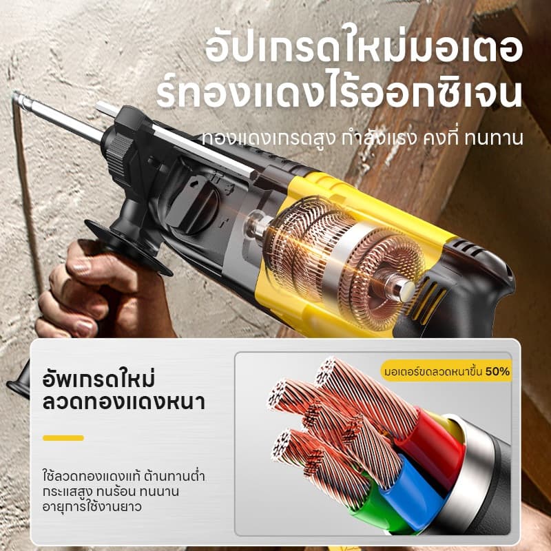 MAYBUCK สว่านโรตารี่ 3 ระบบ กำลังไฟ 800W สว่านกระแทก รับประกัน 1 ปี 800R/min สว่านกระแทกไฟฟ้า รูปที่ 3