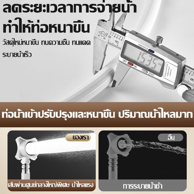 ท่อน้ำเครื่องซักผ้า 1.5M/3M/5M/8M ใช้ได้ทุกรุ่น พร้อมข้อต่อก๊อก สายน้ำเครื่องซักผ้า มี4ขนาดให้เลือก รูปที่ 3