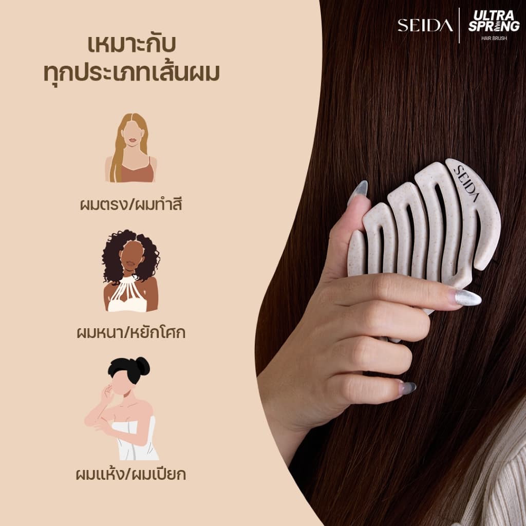 เซดะ หวีจิ๋วเด้งดึ๋ง พกพาง่าย ไม่ดึงรั้งเส้นผม | Seida Ultra Spring Hair Brush รูปที่ 7