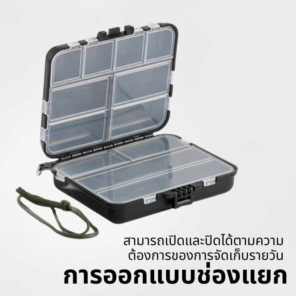 Small Accessories Box กล่องเก็บของ Micro Hook Pin แบบพกพาสองชั้นขนาดเล็กเหยื่อปลอมเลื่อมกล่องทรัมเป็ตตกปลา รูปที่ 7